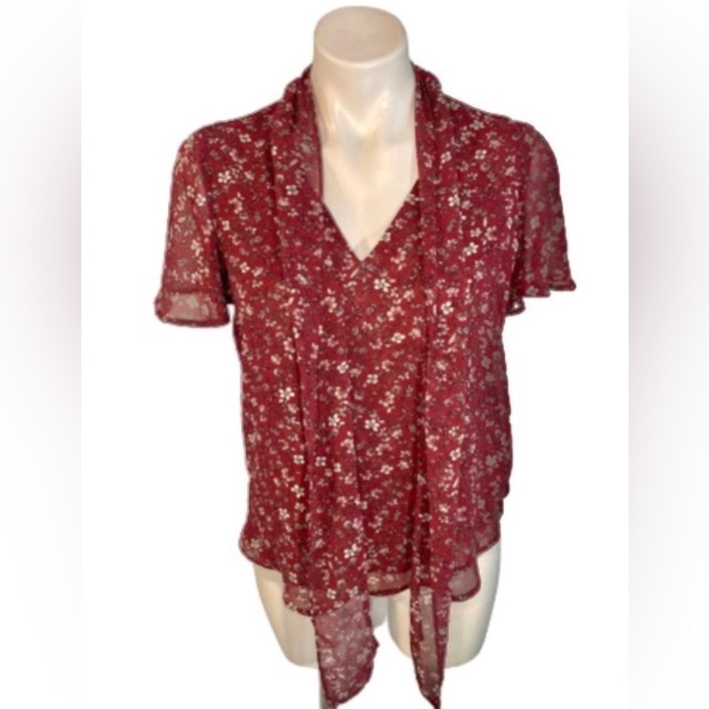 Lily White Red Floral Top